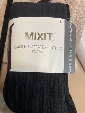 Mixit Black Cable Sweater Tights - Footed